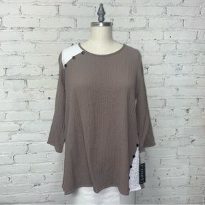 2099 Yushi Textured Two-Tone Tunic - Taupe